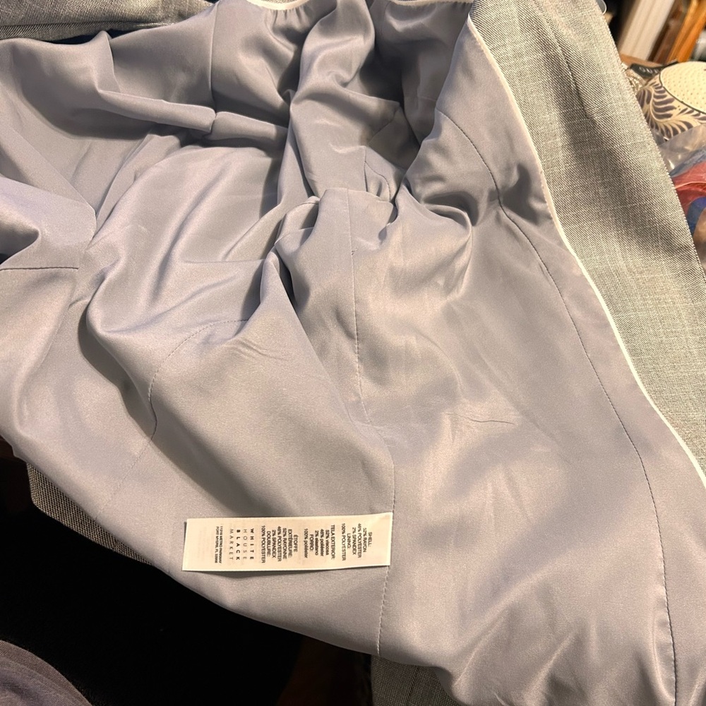 White House Black Market Gray & White lined Blazer size 10 - Picture 9 of 12